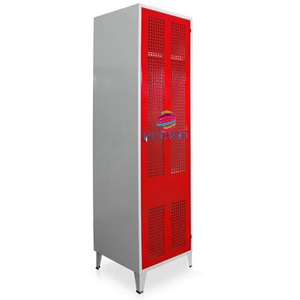 Armario Vestiario 1 Cacifo Porta em Rede Modelo Bombeiro 2080x500x550mm Cinza