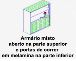 Armário Misto Aberto Portas de Correr Melamina