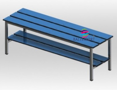 Banco inox com prateleira fenolico azul ref. 621