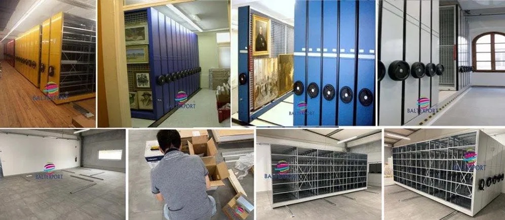 Estantes Rolantes Sistema de estantes móveis compactas metálicas_00