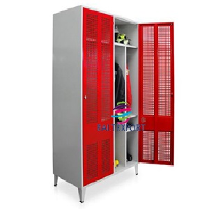 Vestiario DUPLO Portas em Rede Bombeiros Cinza Vermelho